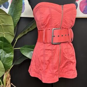 VTG Y2K Bebe Rare Heart Shape Strapless Full Zip Top with A Belt! Size L